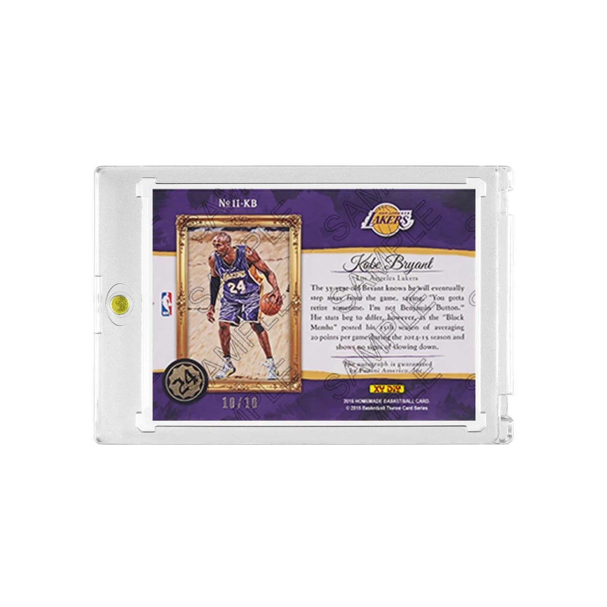 Lakers Kobe Bryant Art Style Collectible Basketball Card with Display Case