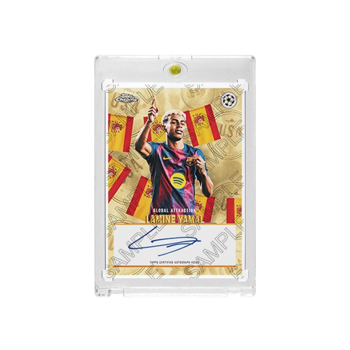 Lamine Yamal Facsimile Signature Football Card Fan Made, With Magnetic Protective Card Case
